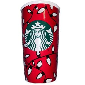 CLEARANCE Starbucks 2016 Red Holiday Lights Travel Ceramic Mug 12 oz